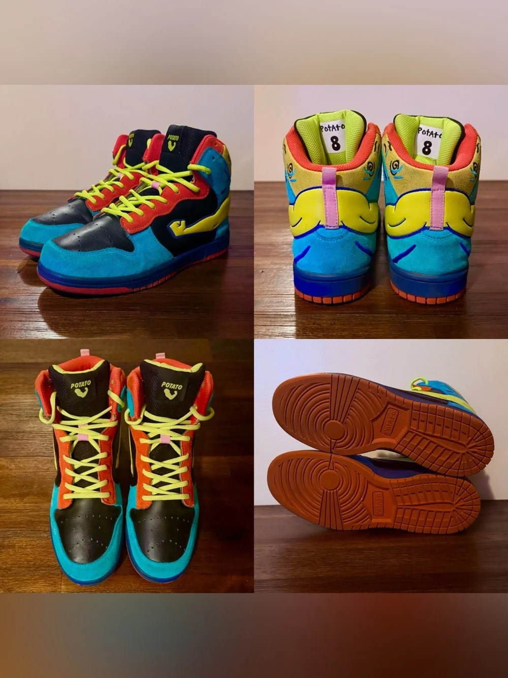 Imran Potato Dunk Shoes - Size 8 Multicolor Limited Edition SUPER RARE GRAIL Max